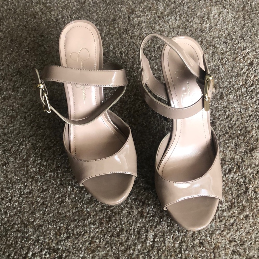 Tan platform heels